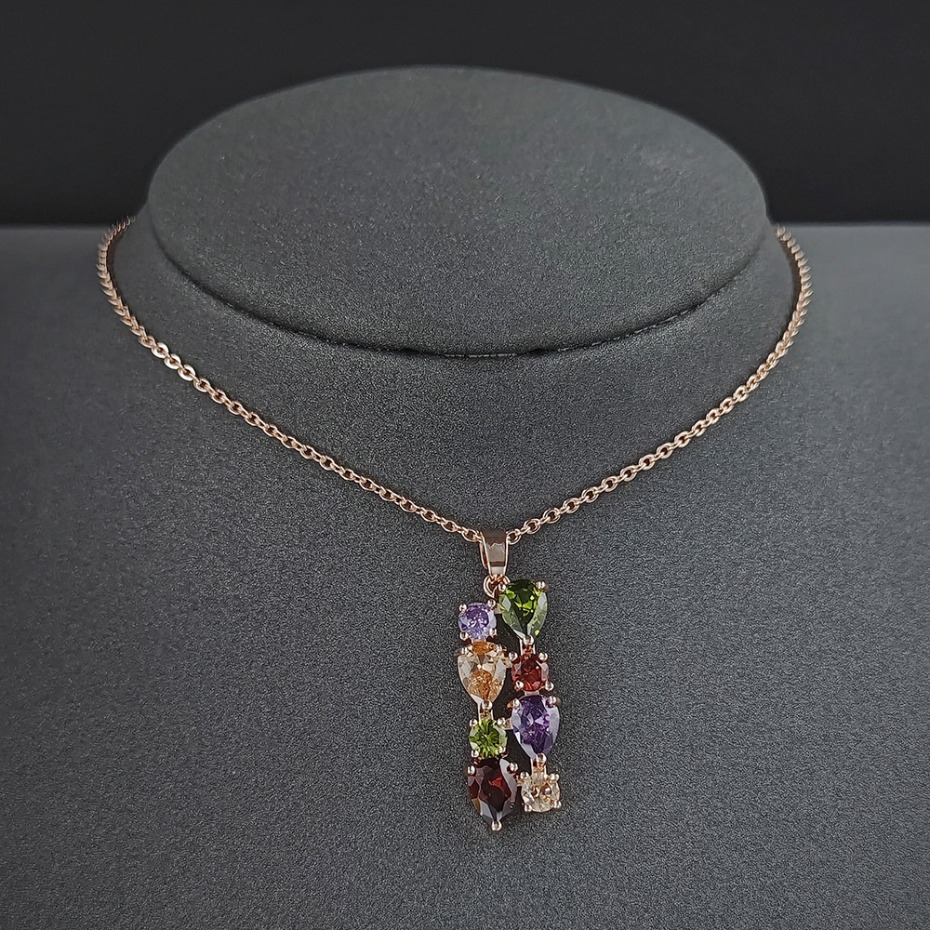 Designer Necklaces Colored Crystal Necklaces Zircon Pendant Rose Gold Plated Brass Material Necklace Girl Jewelry Accessory Lover Gifts