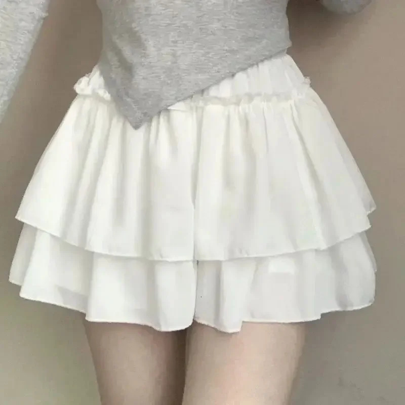 Summer Kawaii White Ball Gown Skirts Women Fashion Slim Fit Mini Skirts Giris Y2k All Match Elastic High Waist Black Faldas Goth250801