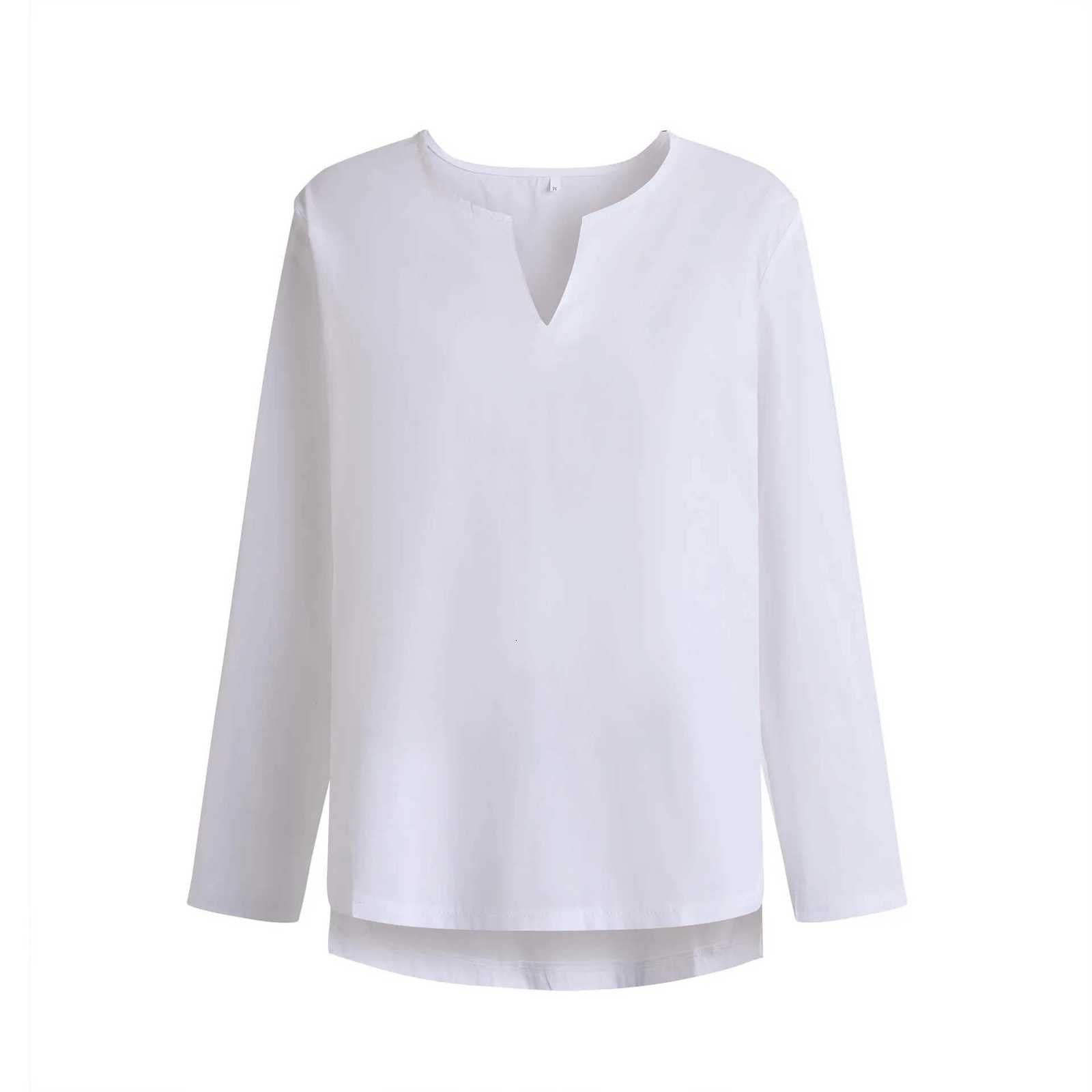 Oversized S-5XL Men Loose V Neck Long Sleeve Solid Color T-shirts NMD-971 W250806