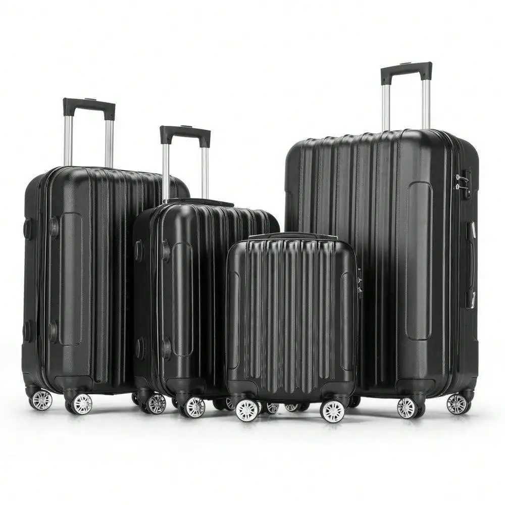 16 20 24 28 4x Luggage Set Hardside Carry-on Suitcase with TSA Lock Black W250805-image-1069932530