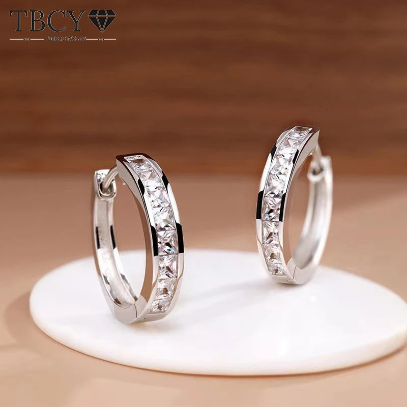 TBCYD Square High Carbon Diamond Hoop Earrings for Women S925 Silver 18K White Gold Plated Sparkling Fine Jewelry Christmas Gift 250730