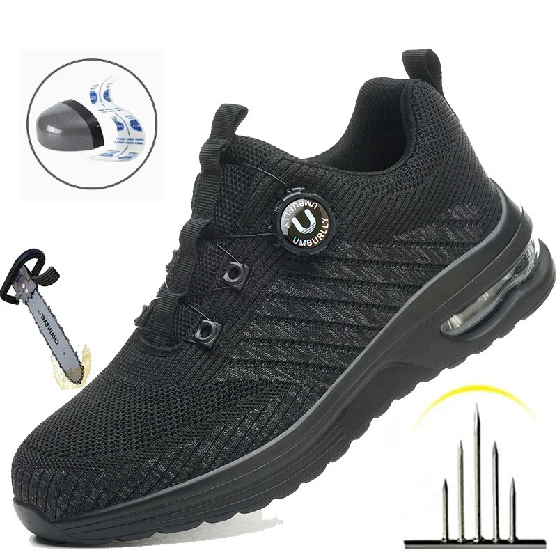 Mens Mesh Steel Toe Work Shoes Breathable Work Shoes Man Safety Shoes Lightweight Puncture-Proof Safety Shoes Hiking Sneakers 250804