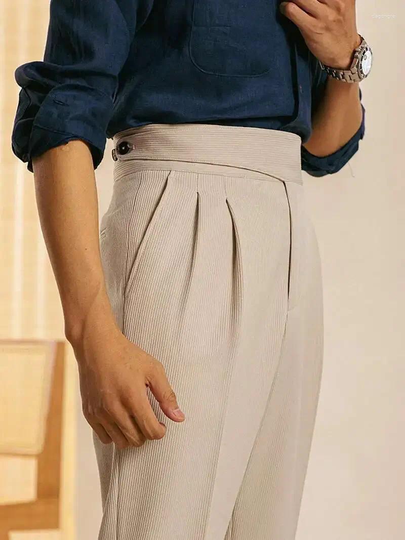 Men's Suits High Quality Men Pants Business Formal Italian Casual Waist Straight Fall Corduroy Trousers Pant For Social