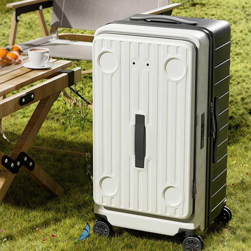 Outdoor luggage with extra-large wheels side-opening integrated deep compartment trolley case 26-inch large capacity for camping W250805-image-1069932288