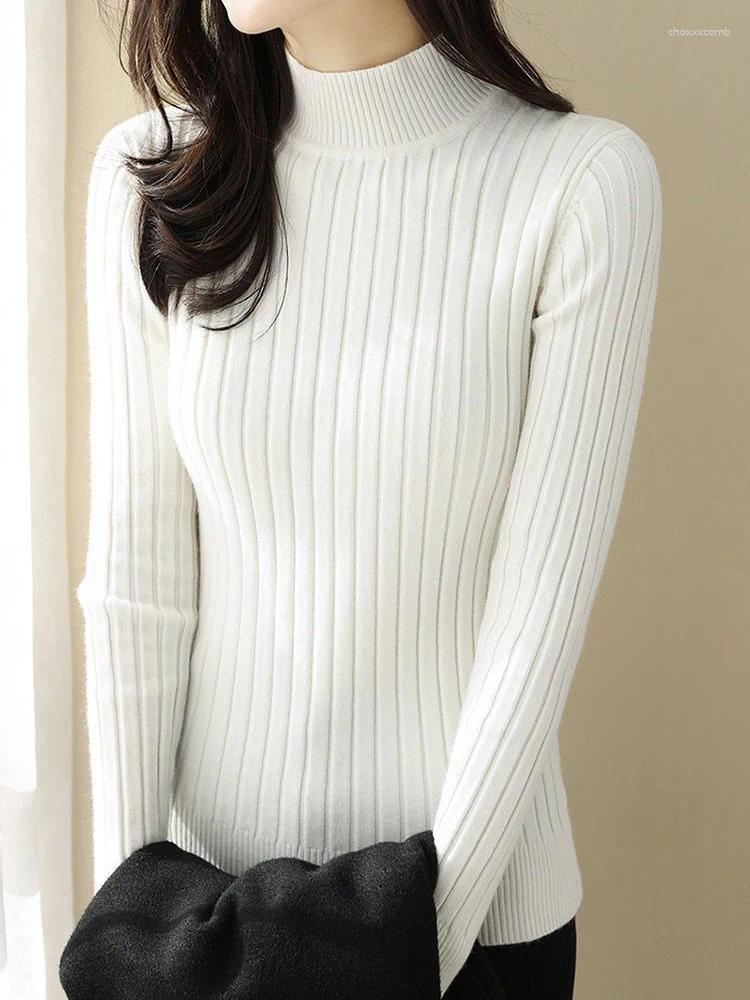 Women's Sweaters HELIAR Women Solid Slim Warm Soft Sweater Long Sleeve Bottoming Pullovers Knitted Jumpers Autumn Winter Femme Clothing