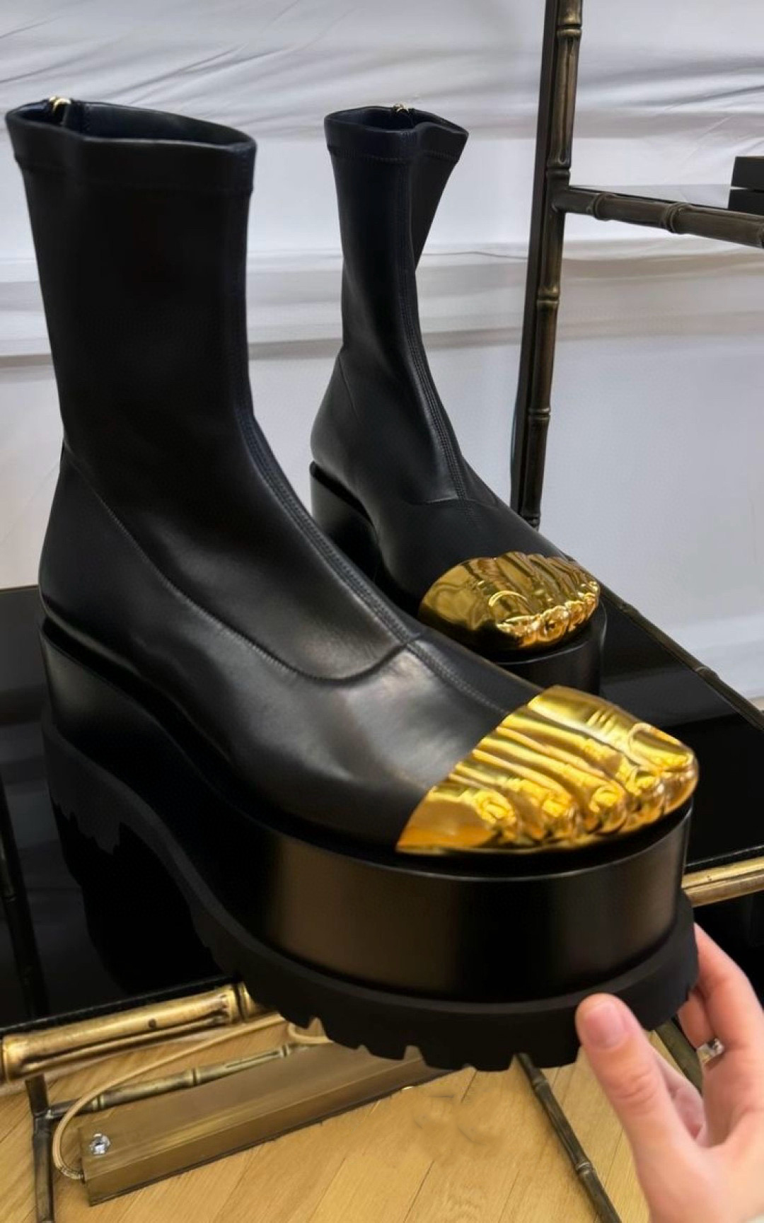 designer Shoes Trompe Loeil Toe Ankle Sheepskin Soft Leather fashion Women Five toes Platform Heel Boots Size 35-41