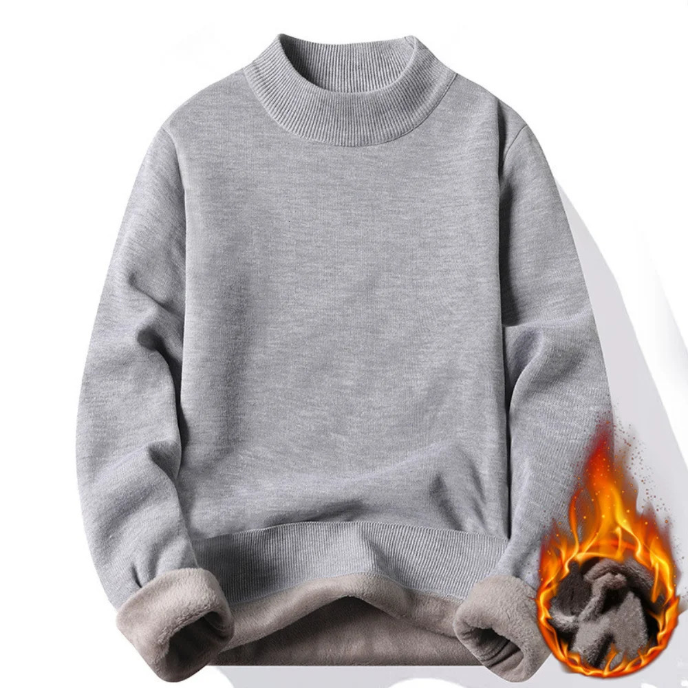Fashion Mens Casual Slim Fit Basic Turtleneck Knitted Sweater High Collar Pullover Male Double Collar Autumn Winter Tops 250805