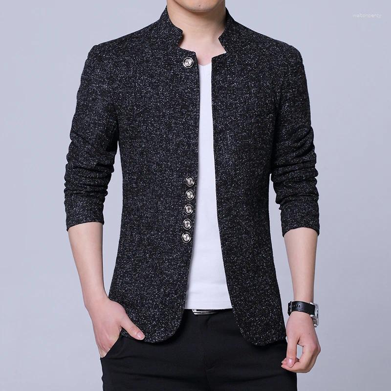 Men's Suits Autumn Winter Casual Slim Fit Plaid Suit Jacket Korean Style Fleece Thickened Coat Single Breasted Westwear