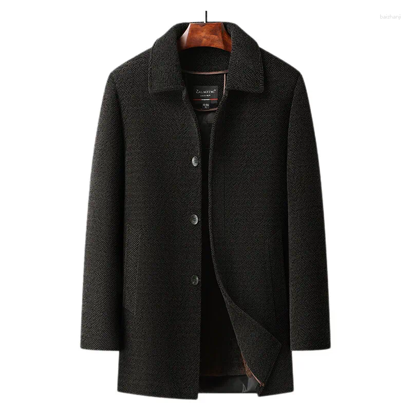 Men's Wool Casual Fleece Thicken Liner & Fur Collar Detachable Woolen Coats 2025 Winter Top Overcoat Outwear Warm Windbreaker Jackets