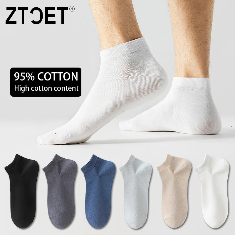 6Pairs High Quality Men Combed Cotton Socks Short Breathable Odor proof and antibacterial Business Spring Summer for Male sock 250804