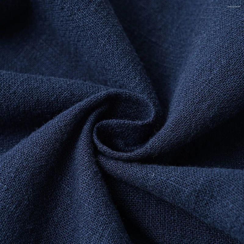 Men's Pants Light Blue Summer Cotton Linen Loose Fit Dstring Waist Straight Leg Breathable Casual Trousers For Men