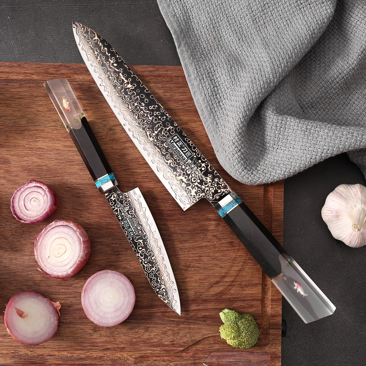 Knives 316L Damascus steel +VG-10 8-inch kitchen knife,5-inch all-purpose knife sharp kitchen knives, slicing knives, Japanese chef knives HGY-M0-image-1070161351