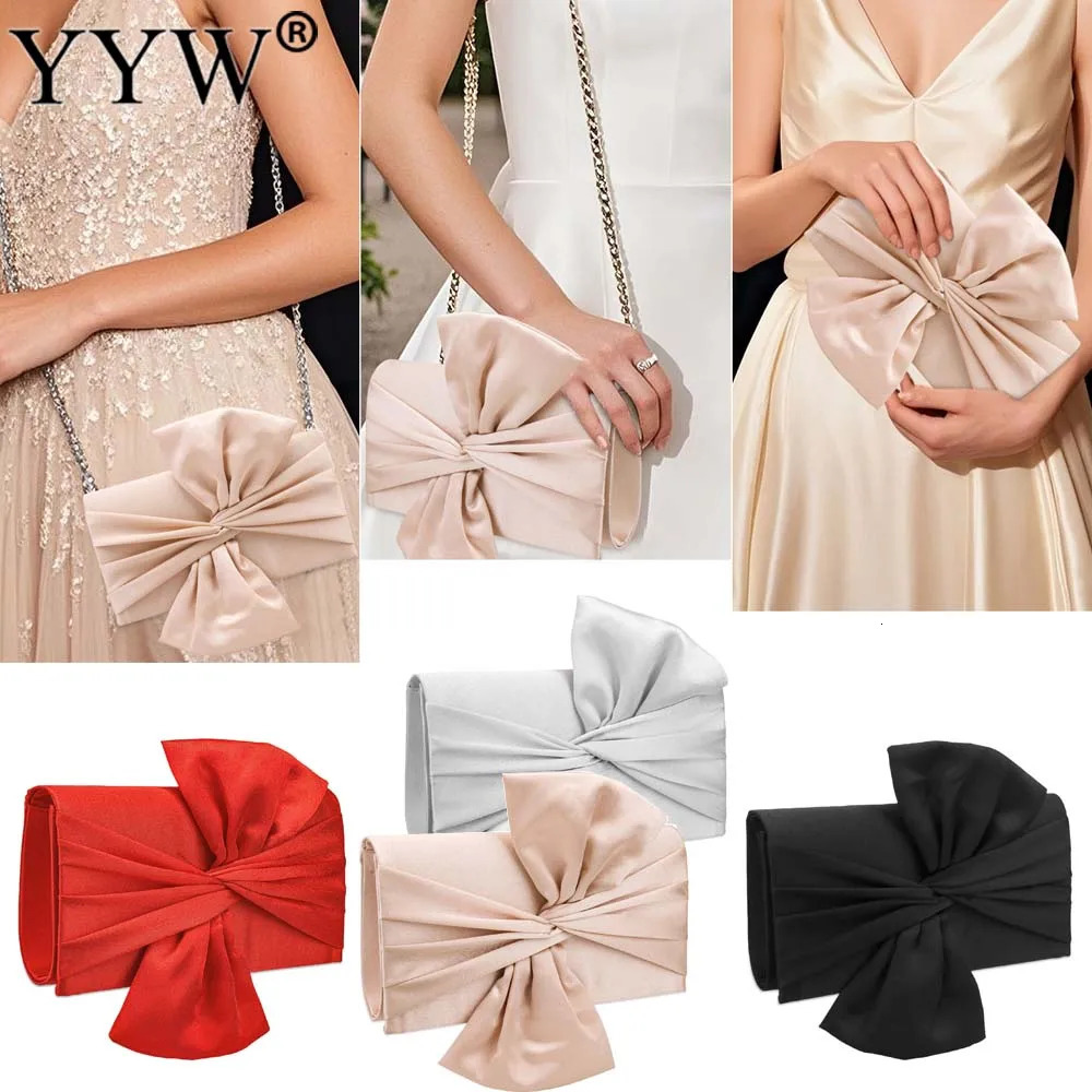 Bow Clutch Evening Bags For Women Wedding Handbag Chic Party Chain Shoulder Crossbody Bags Ladies Dinner Dress Purses 250801
