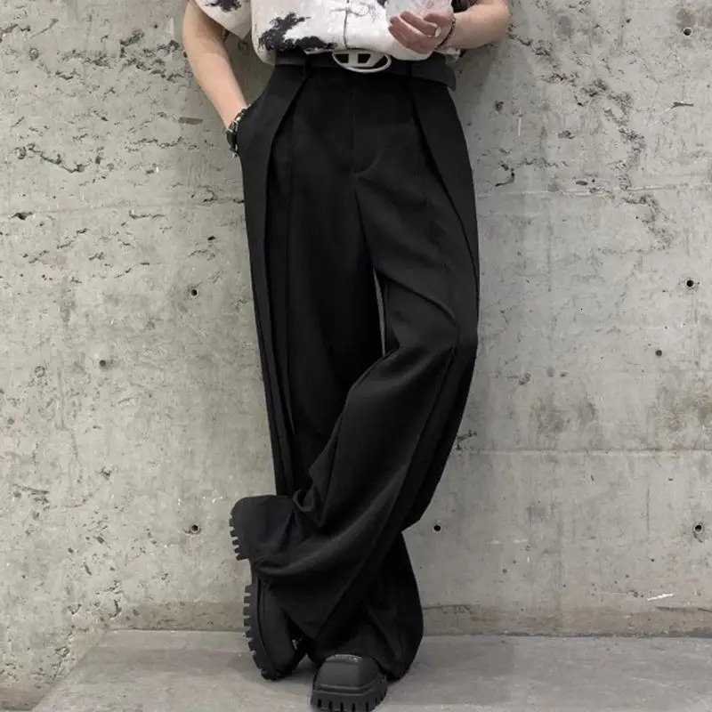 Men Pants Solid Color Button Korean Style Loose Straight Trousers Men Streetwear Joggers Fashion Casual Male Pants INCERUN 250801