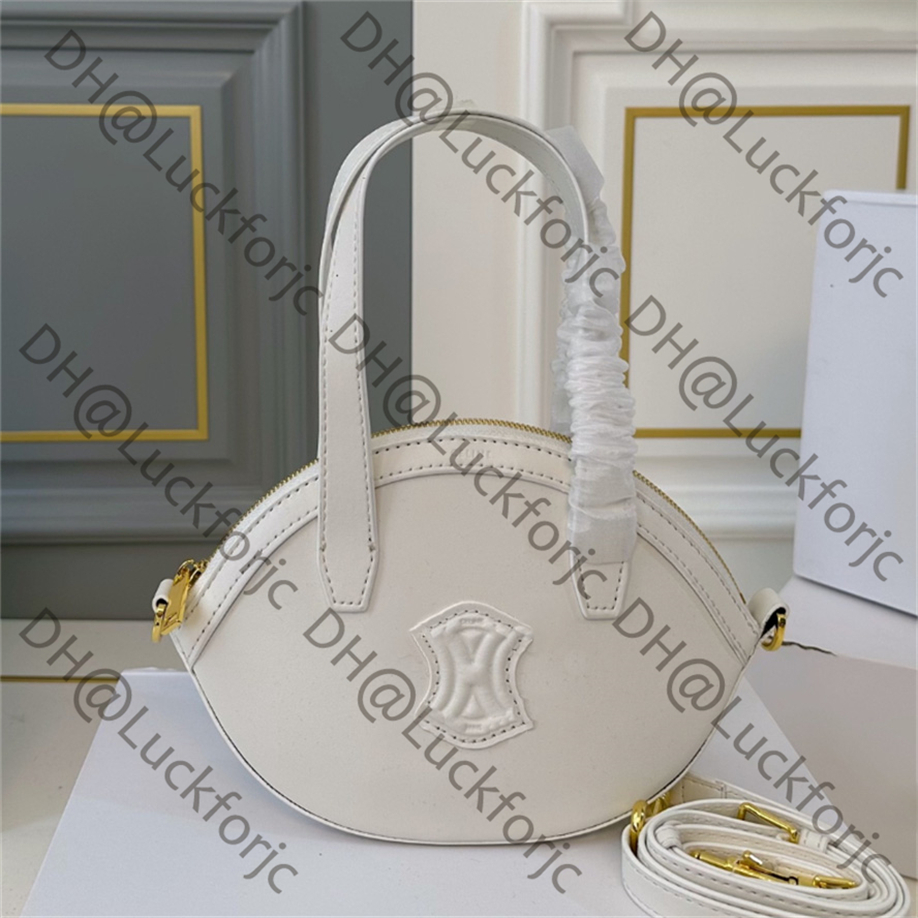 Luxury Designer Coated Canvas Leather Oval Bag Women Black White Shoulder Bags Brown Cosmetic Bag Size 24x15cm