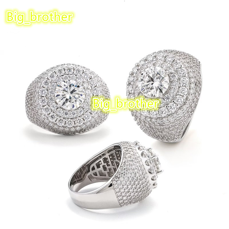 Luxury Custom Jewelry Pass Diamond Tester 925 Sterling Silver Rhodium Plated Iced Out VVS Moissanite Diamond Hip Hop Men Ring