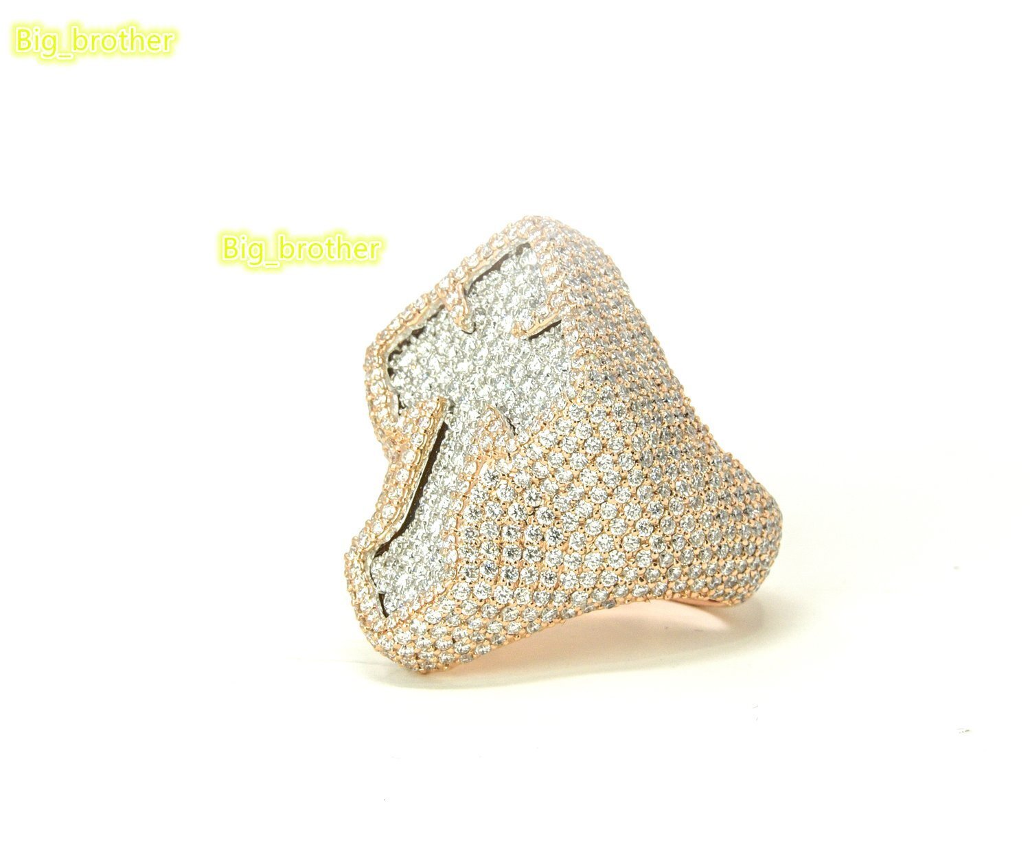 High Quality Hip Hop Men Jewelry Micro Paved CZ Big Cross Ring for Men