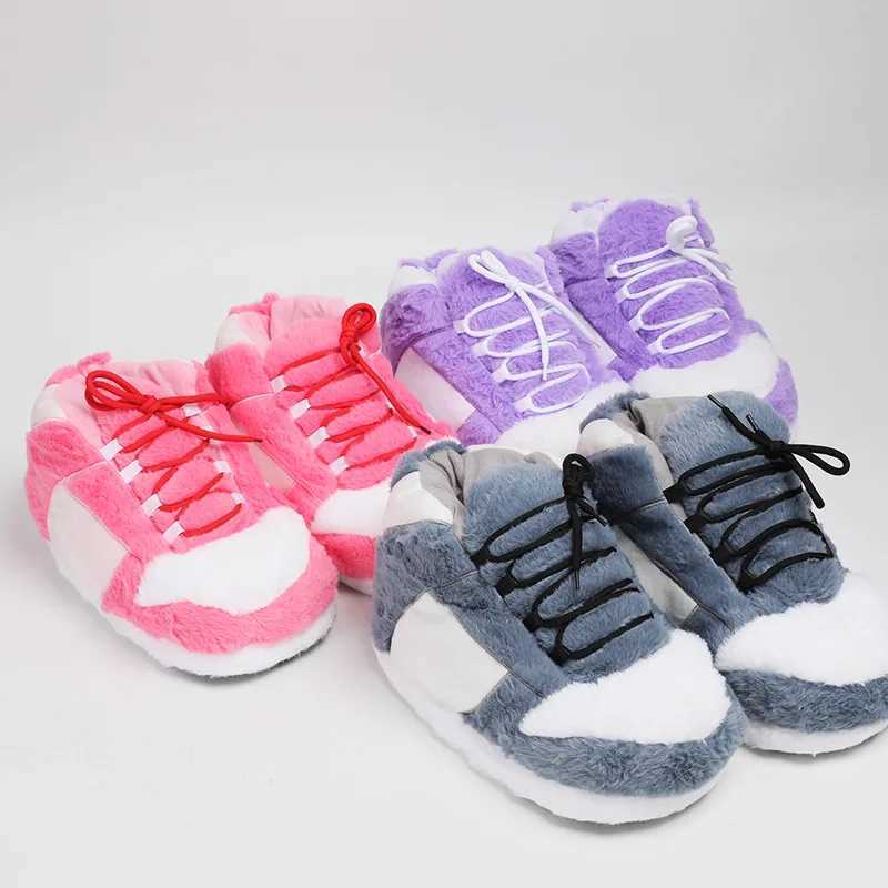 Warm Home Plush Shoes One Size Women's/Men Winter Cotton Shoes Woman Male Foam Sneakers Bread Fat Slippers T260922