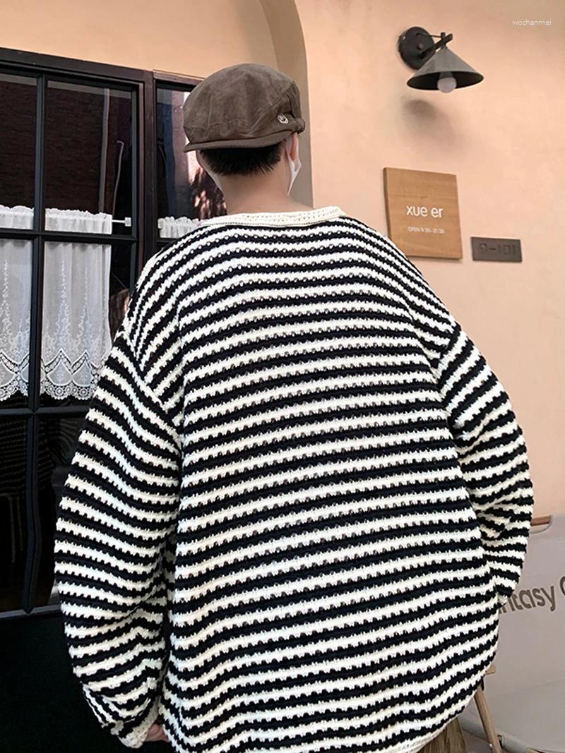 Men's Sweaters Autumn Winter Casual Fashion Male Long Sleeve Striped All-match Knitting Pullovers Gentletmen Jumpers Top A05