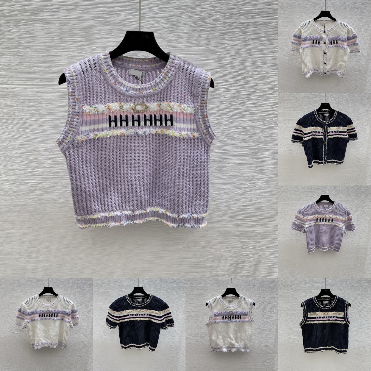 Designer Women Sexy Short Vests Letter Print Casual Cropped Short Sleeve Sweaters Summer Travel High Street Cute Hollow Out Buttons Tops
