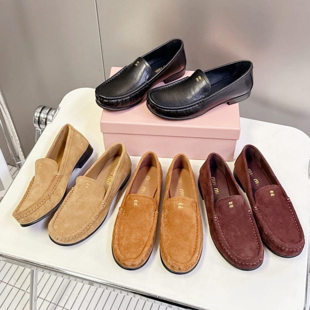Suede leather Loafers Mary Jane shoe Womens Designer Casual shoe fur slide tazz slipper Luxury sneaker Dress run moccasin shoe warm winter Furry spo