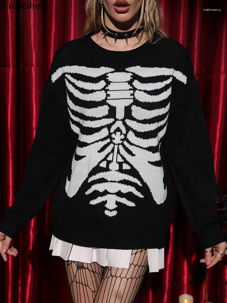 Women's Sweaters Fairyshely 2025 Autumn Winter Halloween Knitted Sweater Women Casual Solid Knit Pullover Ladies O Neck Long Sleeve Loose