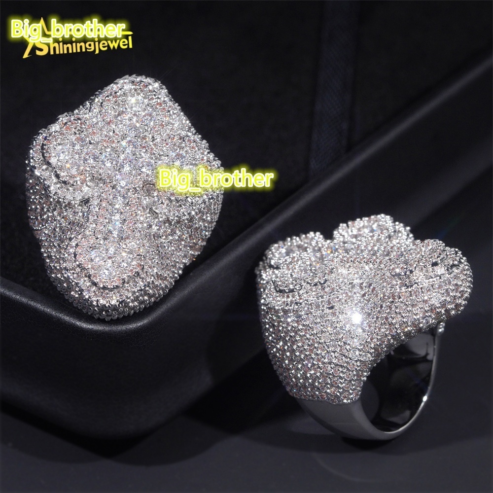 Fast Shipping Factory Price Custom Iced Out Cubic Zirconia Ring Hip Hop Jewelry Brass 5A CZ Fashion Cross Ring for Men Women