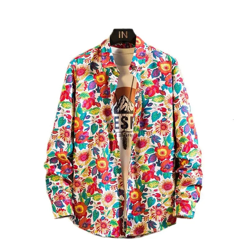 Autumn Long Sleeve Printed Shirt Men Single Breasted Lapel Casual Shirts 15 Color Camisa Mens Chemise S5XL 250731