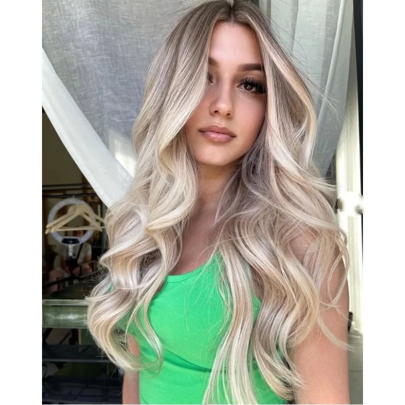 Platinum Blonde Body Wave Real Human Hair Wig Ombre Blonde Pre Cut Ready To Wear Remy Wigs Synthetic Preplucked 13x4 Lace Front Wigs
