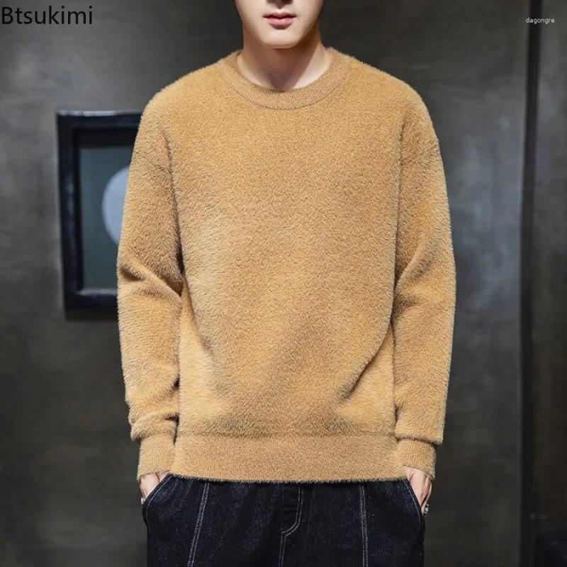 Men's Sweaters 2025 Imitation Sweater Knitted Men Solid Crew Neck Long Sleeve Versatile Warm Casual Top Pullover