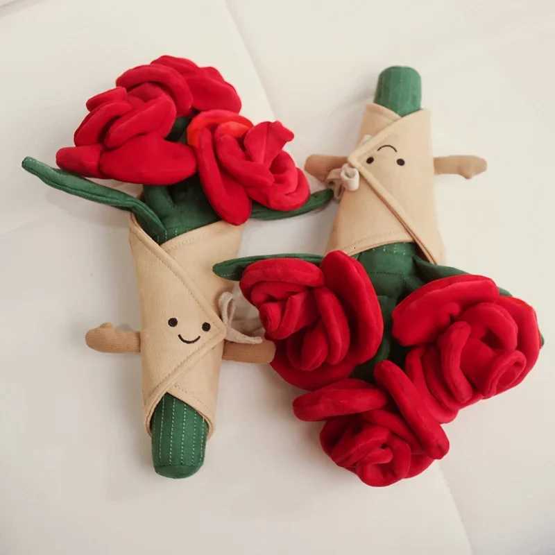 Flower Bouquet Plush Toy Romantic Rose Plush Toy Bag Pendant Key Chain Bunch of Flowers Doll Valentines Day Girlfriend K260307-image-1096573825