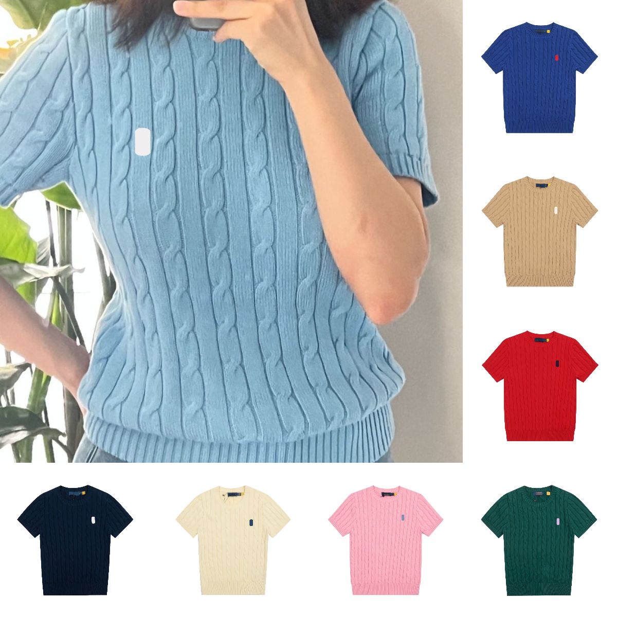polo Sweater Short Sleeve Womens Summer Casual Knitted Woolen Shirts Luxury Classic American Brand Embroidery Polo Pony Slim Fit Jumpers T Shirt 242