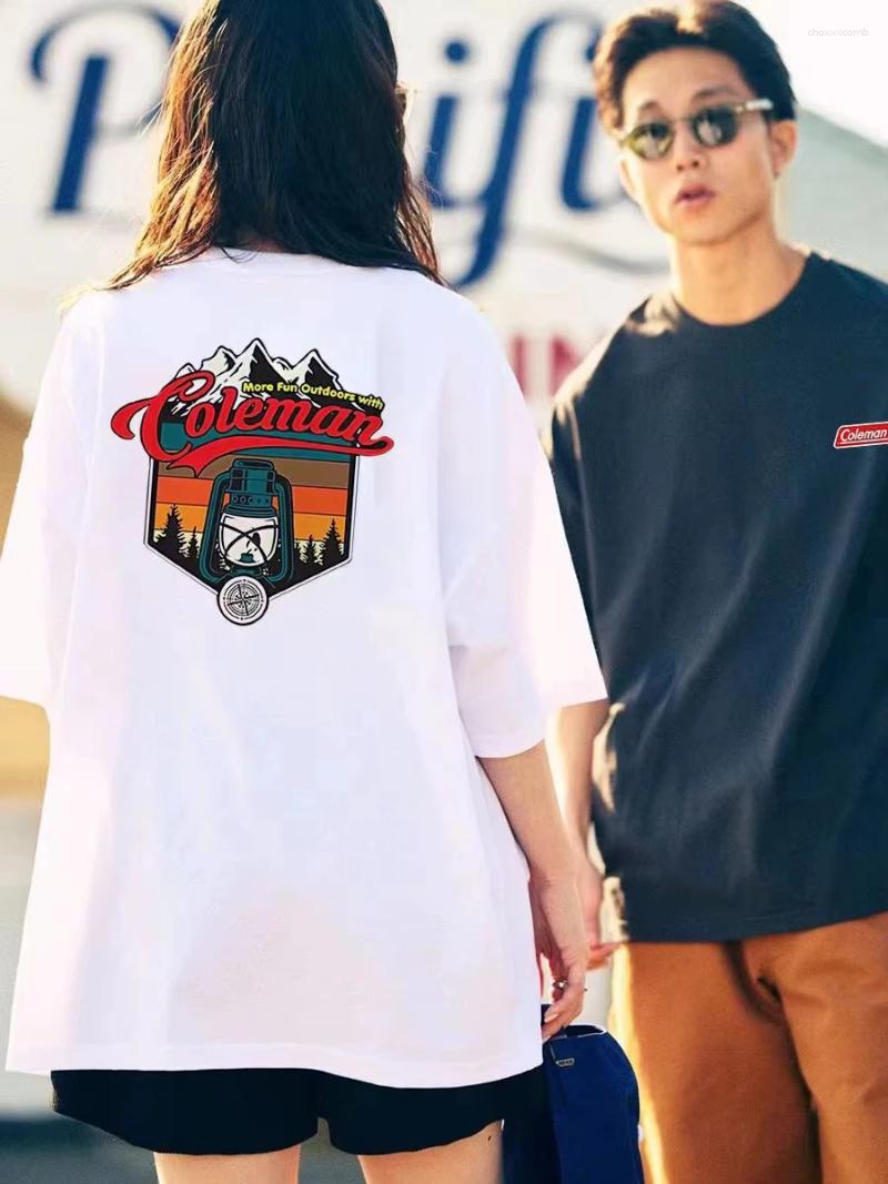 Men's Tracksuits 2025 Summer Camping Short Sleeve Loose T-shirt Top Round Neck Cotton Men And Women Of The Same