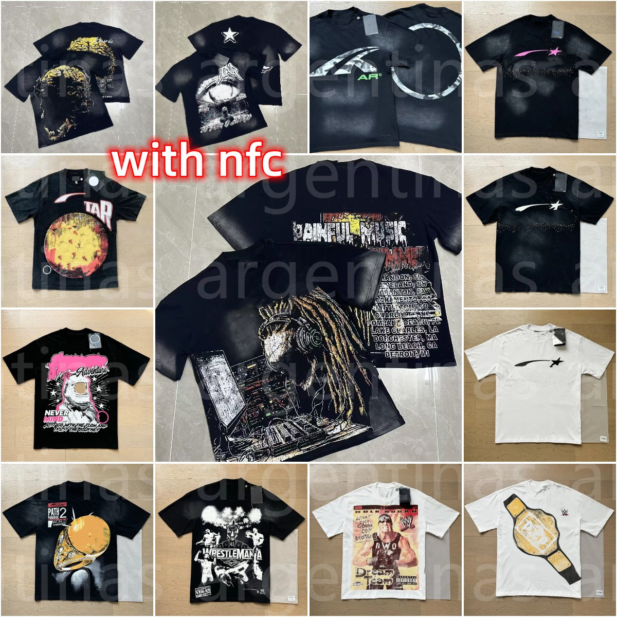 designer Urban Fashion Graphic Shirt High quality Mens short sleeve with NFC new womens wash street loose round neck Casual Streetwear Oversized Tre