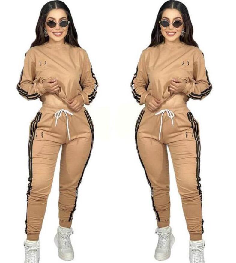 Designer Womens Tracksuit Outfits spring Autumn zipper jacket Sweatshirt +Black golden Sweatpants High Quality Ladies Daily Casual 2 Piece Set