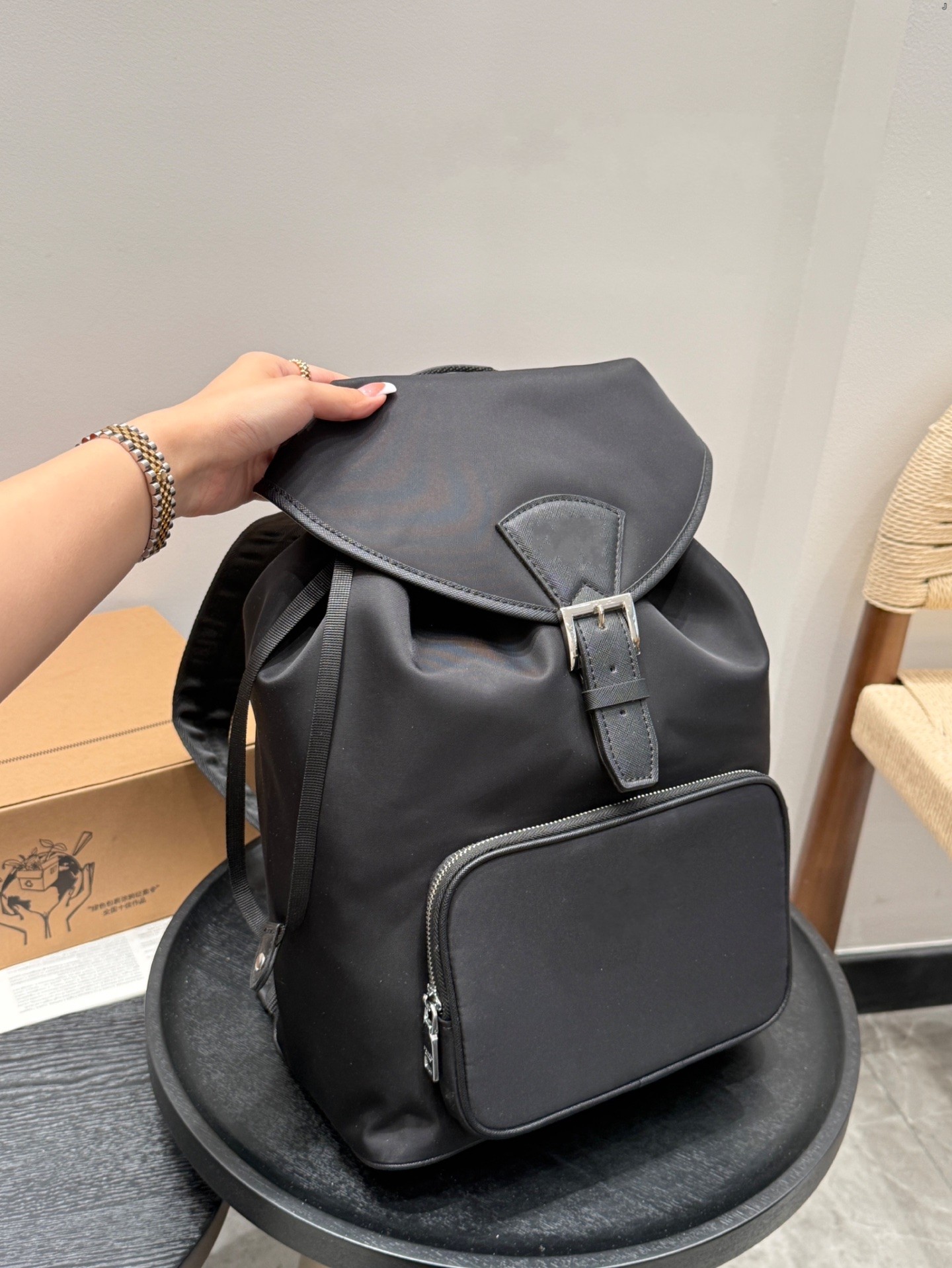 Unisex Waterproof Black Nylon Drawstring Backpack Bag Makeup Vanity Purse With Top Handle Tote Clutch Large Capacity Travel Portable Multiple Pocket