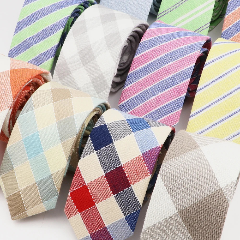 Mens Classic Plaid Striped Cotton Necktie Blue Pink Tie Cravat For Business Wedding Party Shirt Suit Collar Accessory Gift 250806