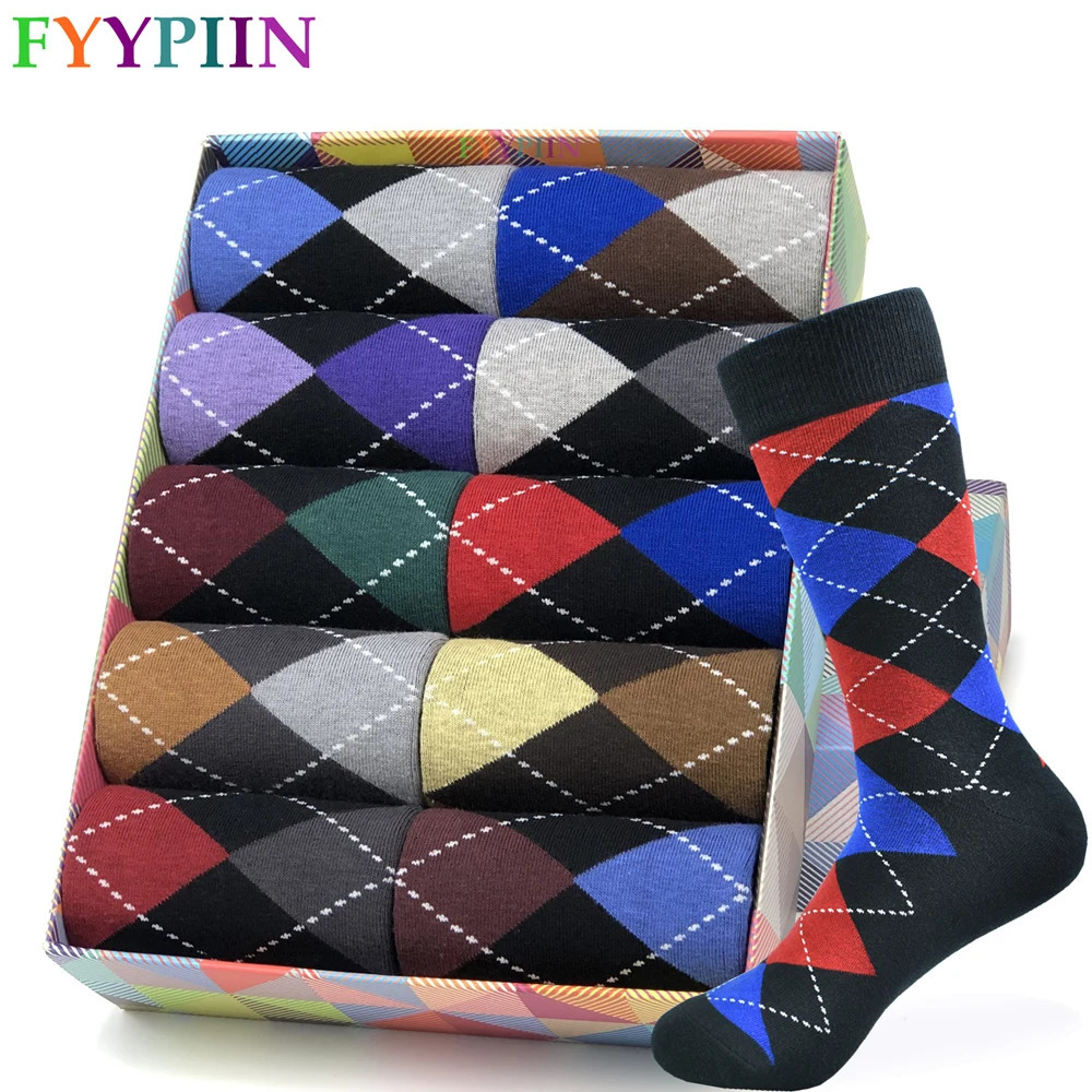 Mens Socks Soft and breathable High Quality Cotton black Classic pattern Happy Gentleman Plus Size Mens dress Socks 250804