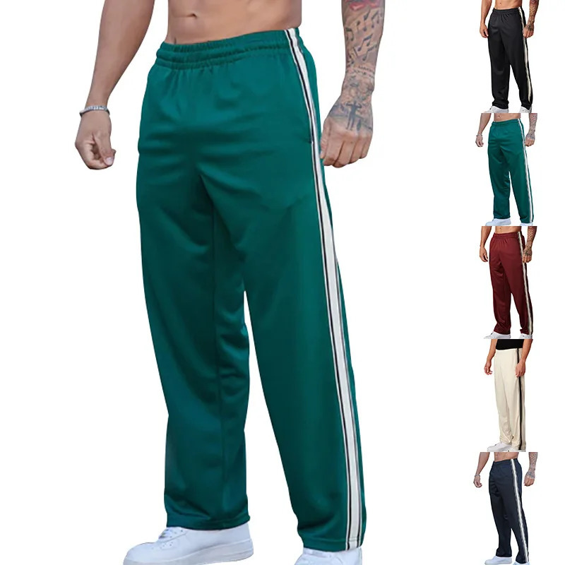 cross-border spring and summer trendy strips mens straight-leg pants American loose sports trousers sweatpants 250801