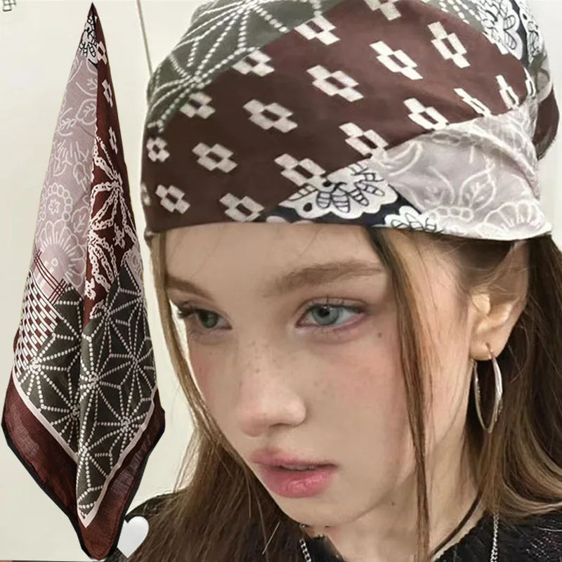 Green Cashew Printed Hair Scarf Retro Thin Silk Women Scarf Fashion Spring Summer Versatile Shawl Headscarf Scarfs 250805