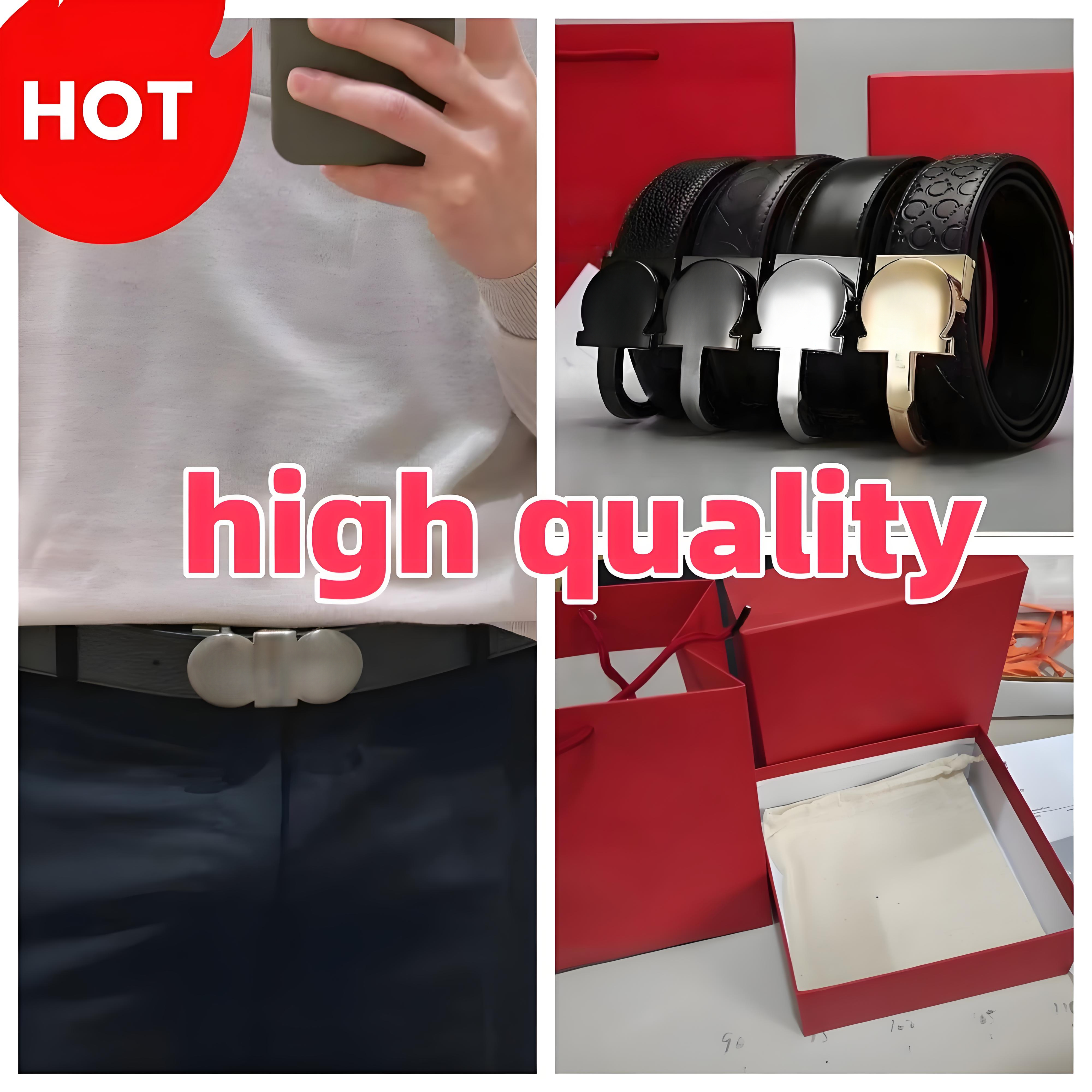 2025 Casual mens belt Fashion Mens belt womens designer belt Daily business leather belts Metal smooth buckle ceinture Size 100cm-125cm optional Box