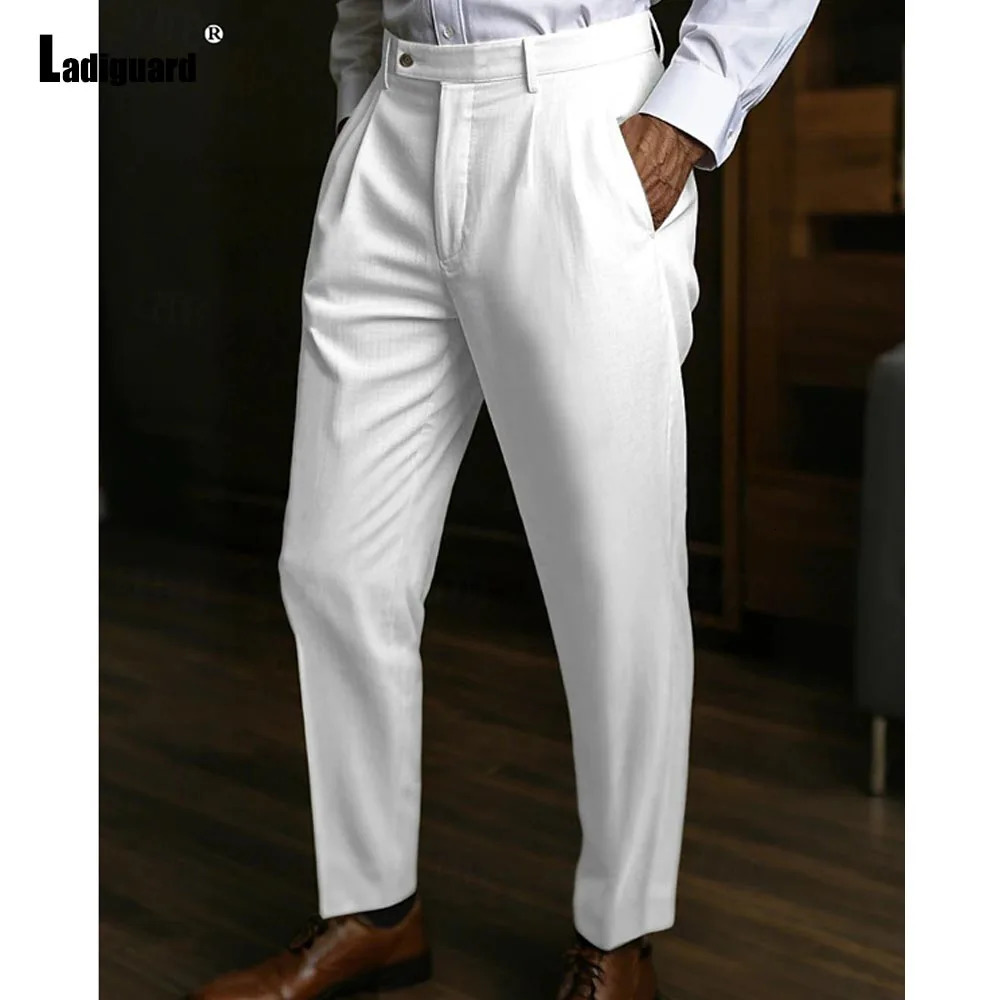 2025 Mens Stand Pocket LInen Beach Pants Italian Style Naples Trouser Mens Casual Straight Pants Solid Ankle-Length Bottoms 250804
