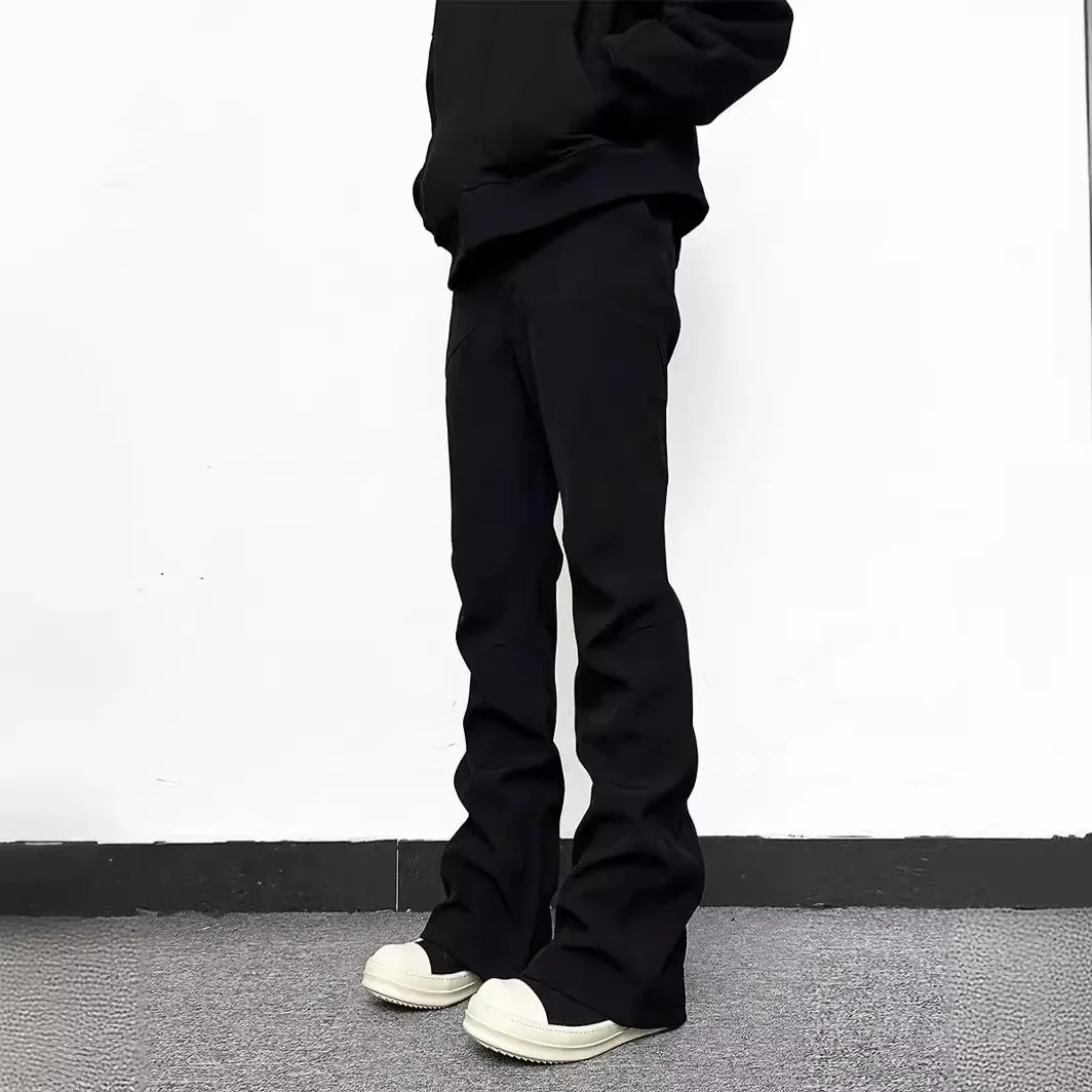 American Stylevibe Mens Straight-leg Bootcut Pants Spring Summer Season Zippered Casual Trousers Loose Fit Clean Style 250801