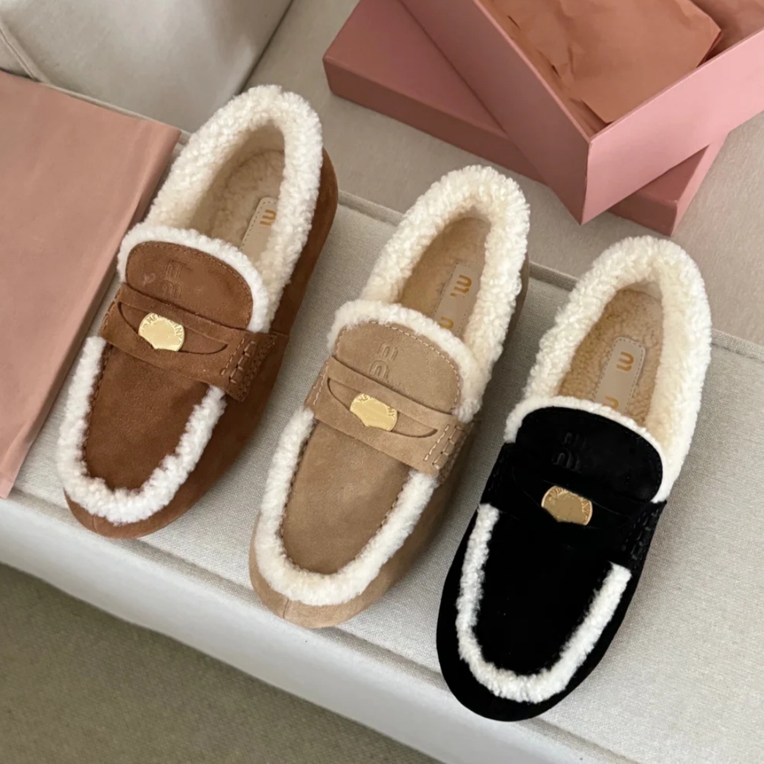DHgate fur slide Mary Jane shoe Lady Loafers Designer Casual shoe Suede leather Womens tazz slipper Luxury sneaker moccasin shoe winter Furry Flat D