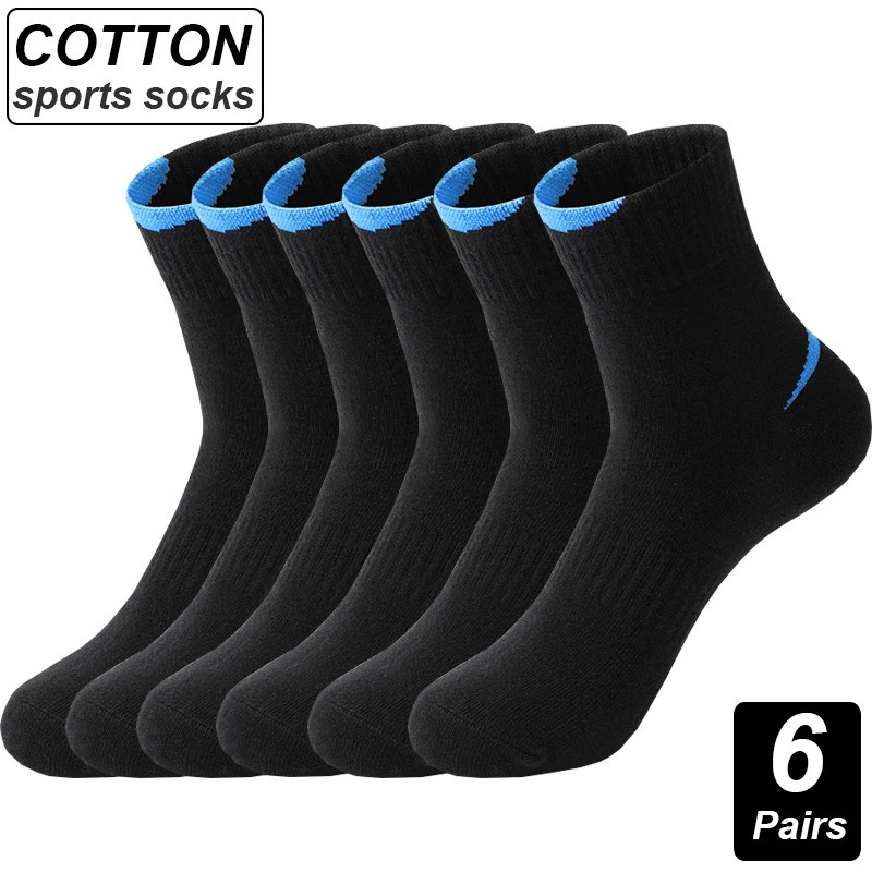 High Quality 6Pairs/Lot Combed Cotton Mens Socks Black White Casual Breathable Solid color Sport Socks EUR 38-45 250804