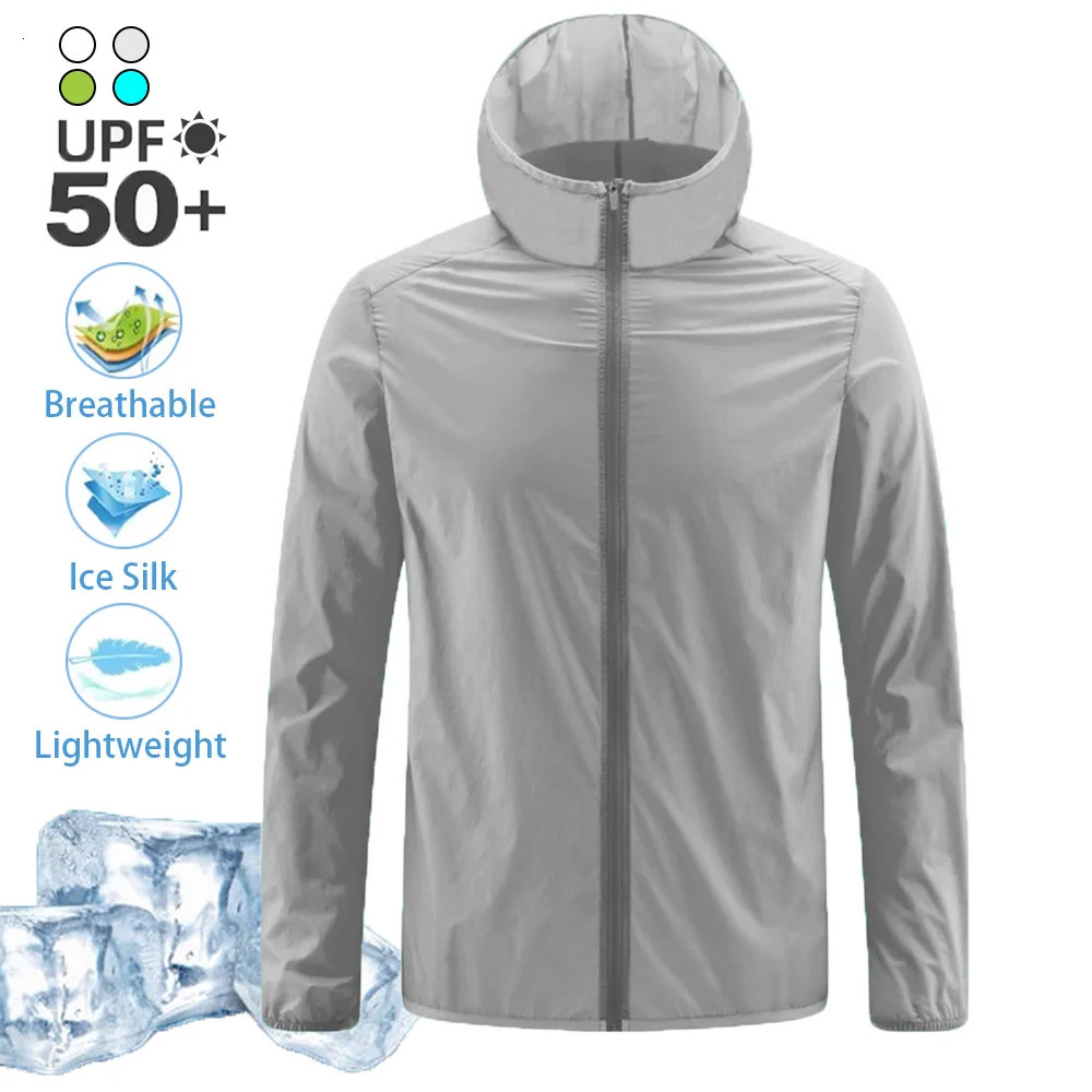 Summer Mens Ice Silk sun protection clothing Lightweight Breathable Outdoor Anti-ultraviolet Skin Coat Jacket 250804