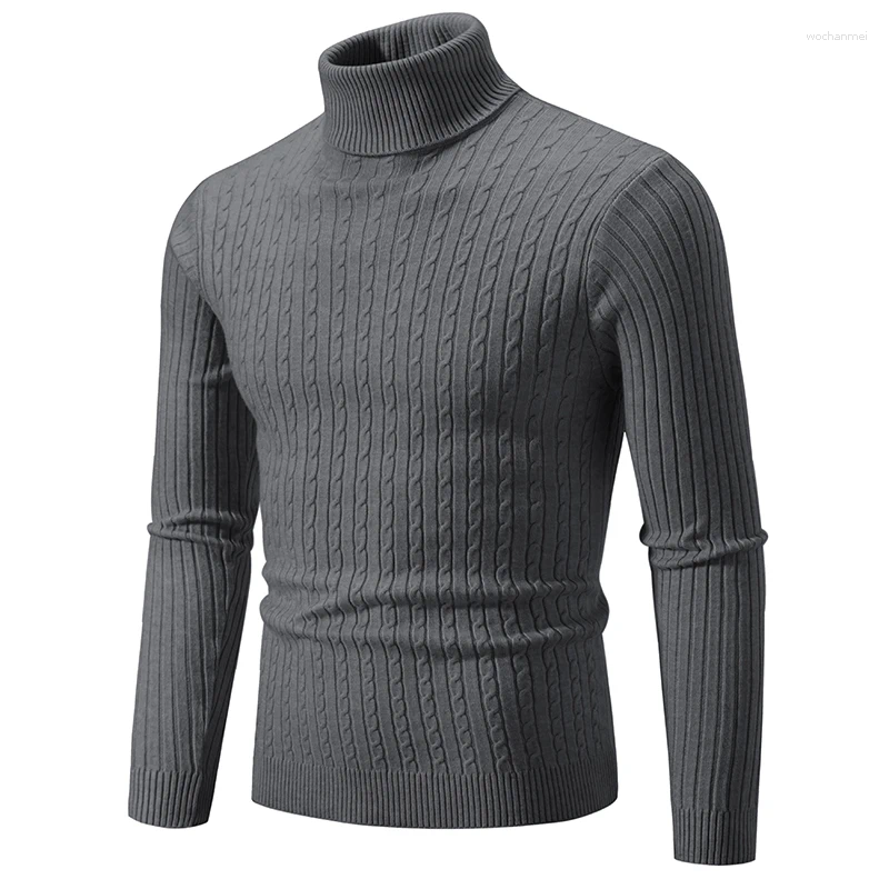 Men's Sweaters Spring Jacquard Sweater High Neck Solid Color Pullover Knitted Warm Autumn Casual Slim Turtleneck Sweatwear