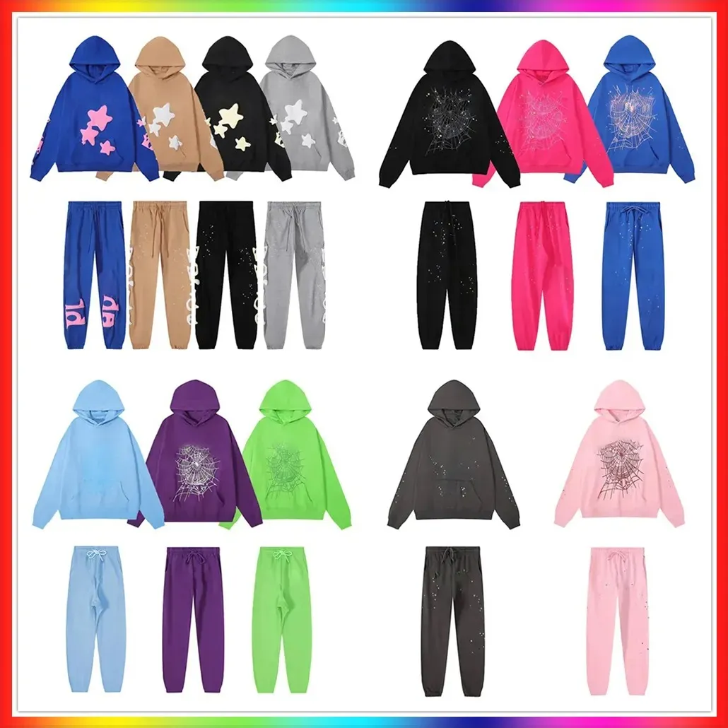 Mens Hoodies Sweatshirts Hoodies Young Thug Men Women Hoodie High Quality Foam Print Spider Web Graphic Pink Sweatshirts Y2k Pullovers Designer Hood