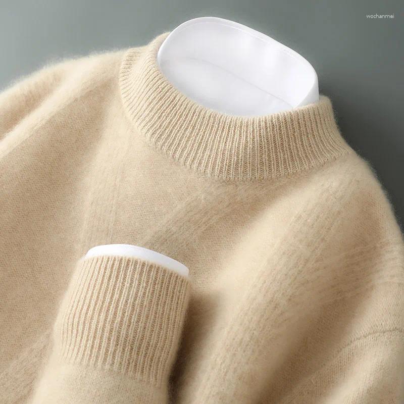 Men's Sweaters Cashmere Sweater Semi-Turtle Neck Business Casual Long Sleeve Pullover Pure Wool Knitted Bottoming Shirt