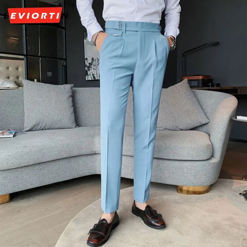 Autumn Spring High Quality Mens Slim Fit Suit Pants Business Casual Trend Korean Fashion Straight Leg Pants 29-36 250804